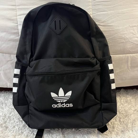 Adidas Classic Black Backpack with White Accents - Picture 1 of 4